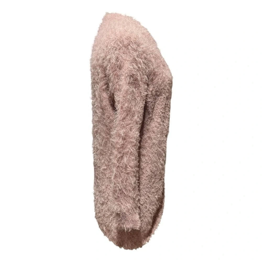 NWOT Moral Fiber Cozy Shaggy Dusty Rose Open Cardigan Sweater Size Large - Picture 2 of 6